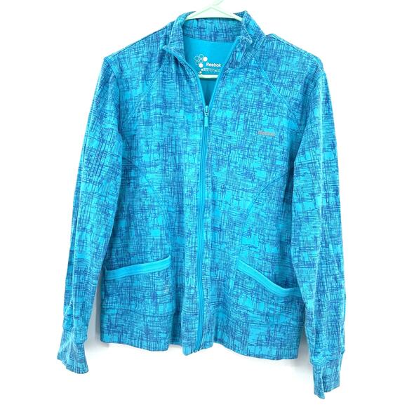 Reebok Size Large Jacket Blue Zip Up Stretch Activewear Athletic Gym Outerwear‎ - Picture 1 of 5